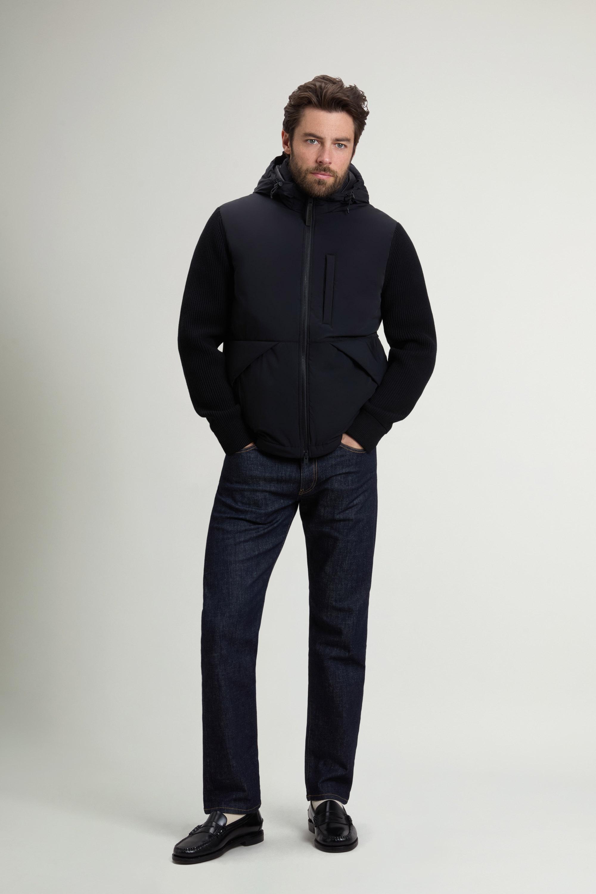 Hybrid Hooded Jacket in Matte Stretch Nylon Black photo 1 | Woolrich