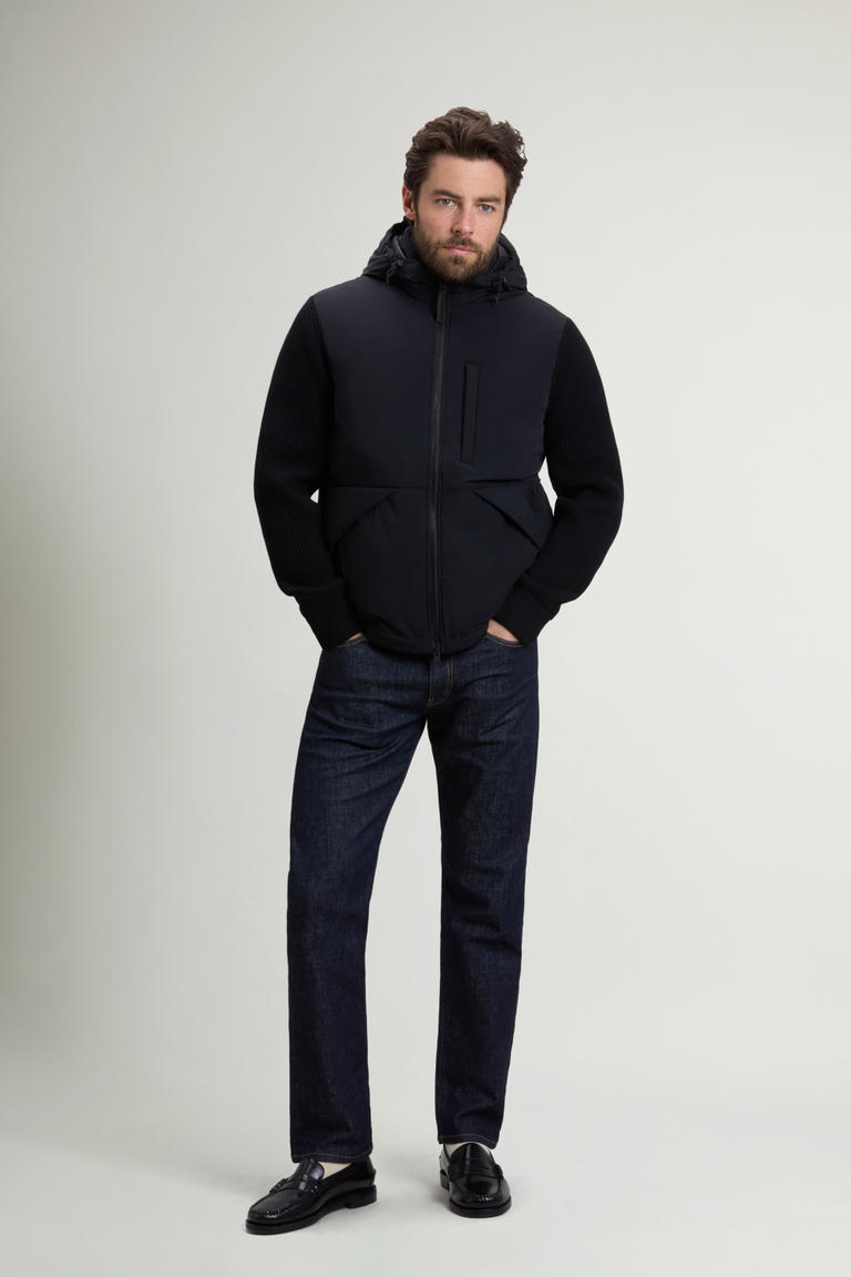 Hybrid Hooded Jacket in Matte Stretch Nylon Black photo 1 | Woolrich