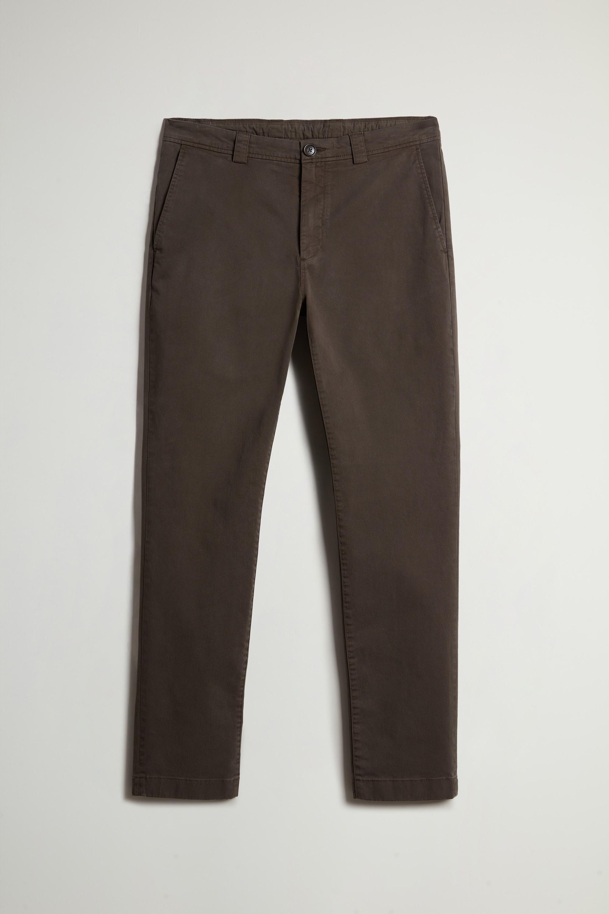 Garment-Dyed Chino Pants in Stretch Cotton Twill Green photo 1 | Woolrich