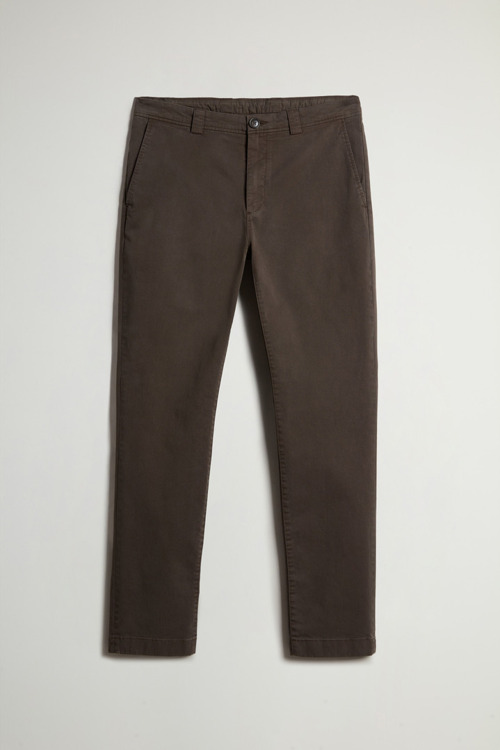 Garment-Dyed Chino Pants in Stretch Cotton Twill Green photo 1 | Woolrich