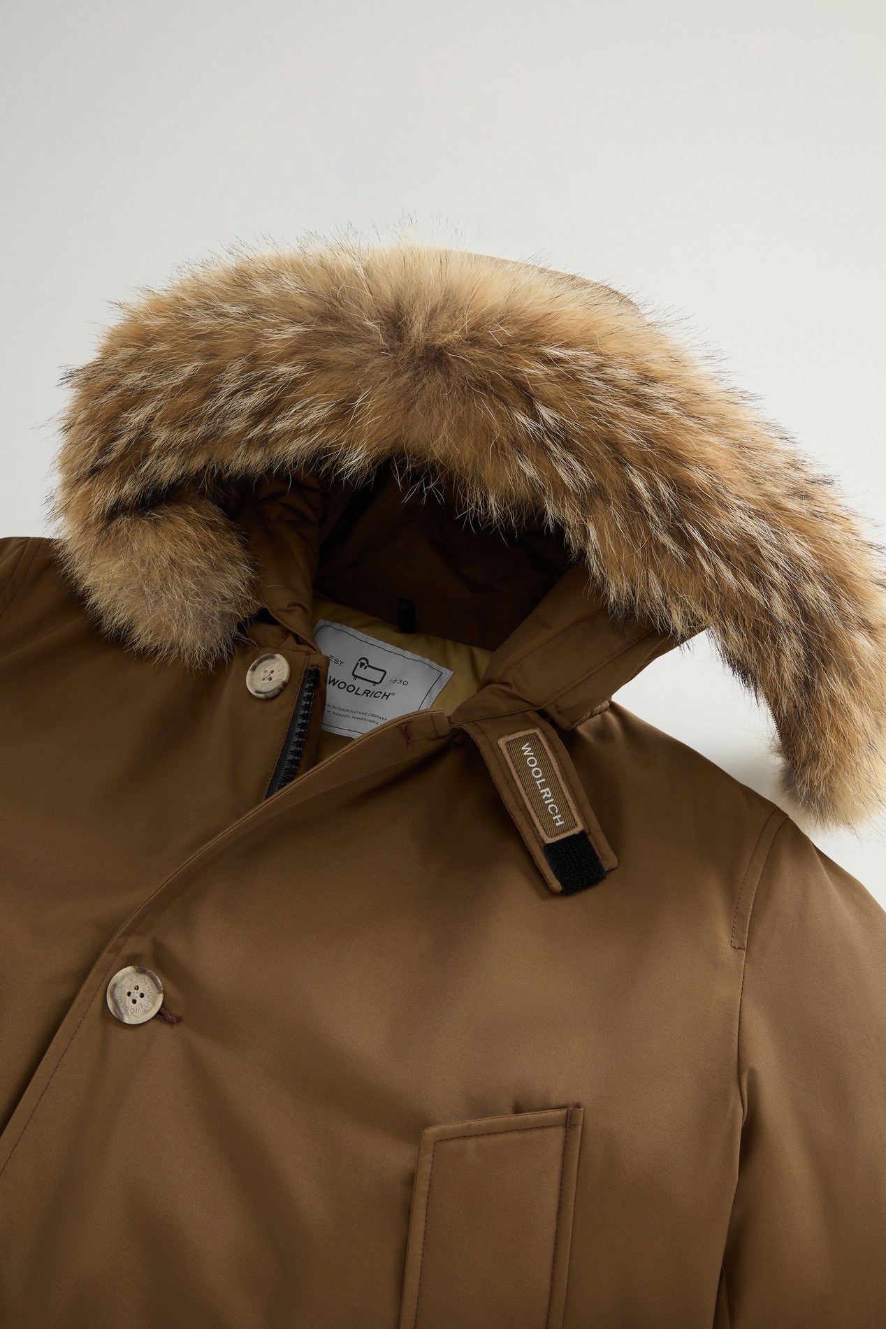 Arctic Parka in Ramar Cloth with Detachable Fur Trim Brown photo 6 | Woolrich