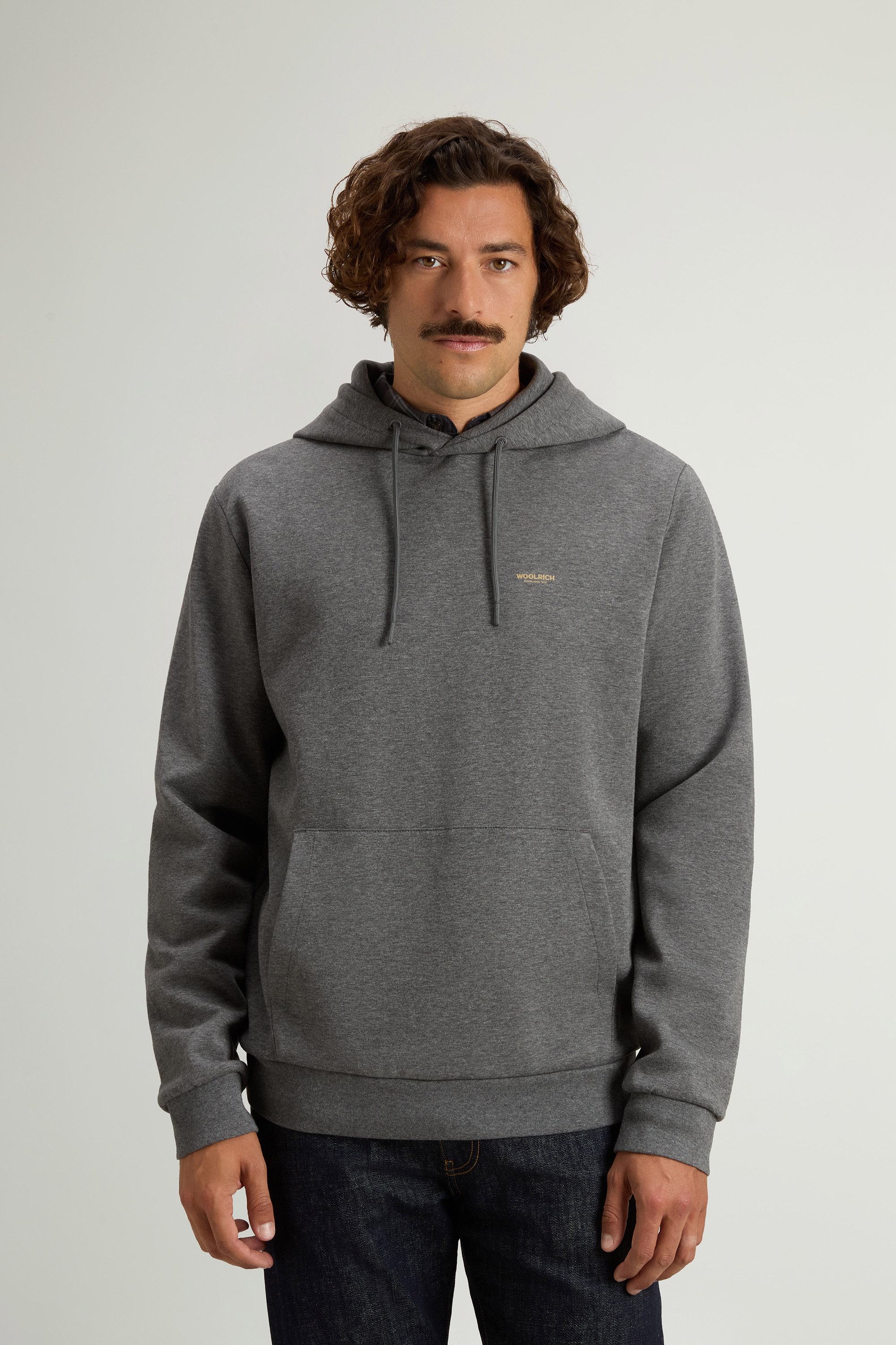 Hooded Sweatshirt in Cotton-Blend Interlock Gray photo 1 | Woolrich