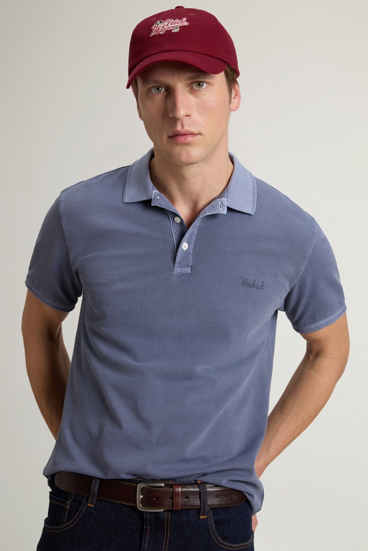 Garment-Dyed Mackinack Polo in Stretch Cotton Piquet Blue photo 4 | Woolrich