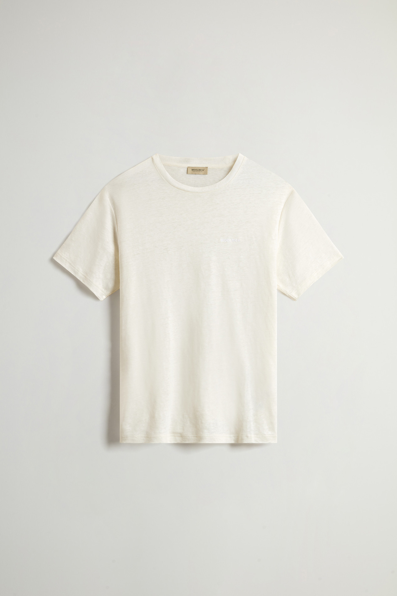 Pure Linen T-Shirt with Embroidered Logo White photo 1 | Woolrich
