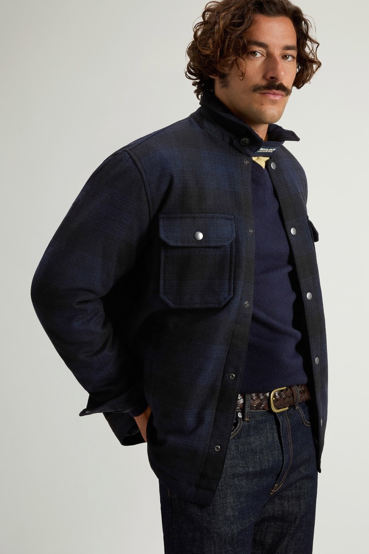 Padded Alaskan Check Overshirt in Recycled Italian Wool Blend Blue photo 4 | Woolrich