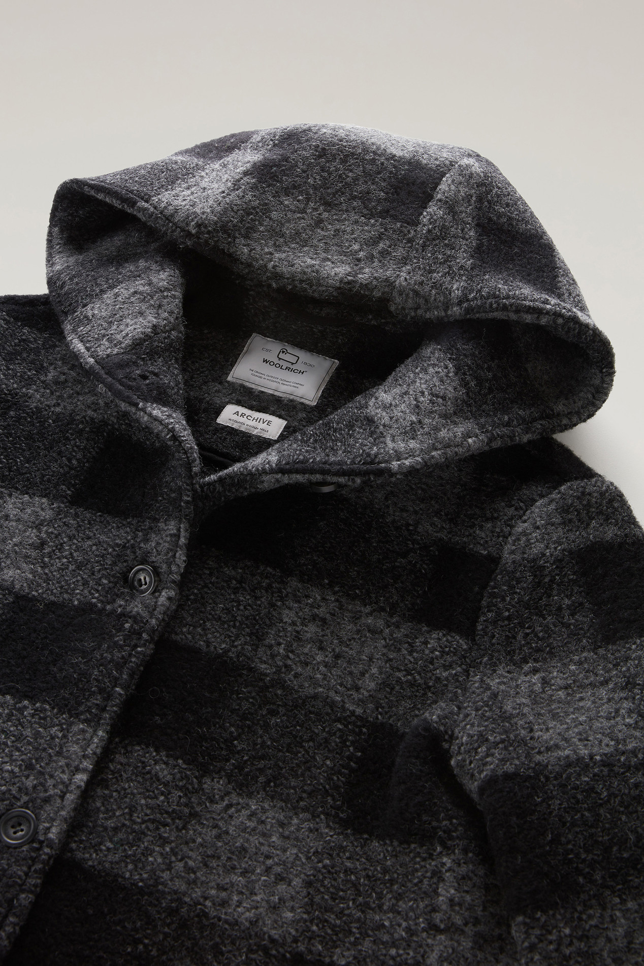 Gentry Coat in Wool Blend with Hood Gray photo 2 | Woolrich