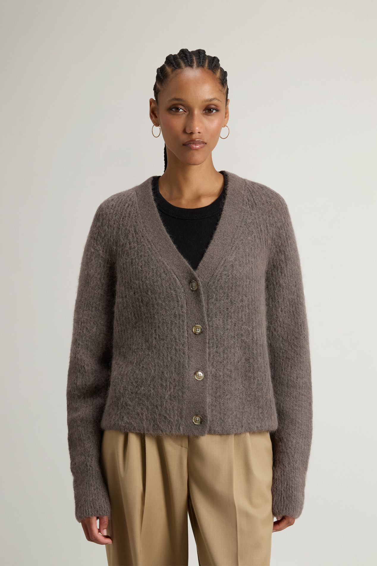 Garment-Dyed Cardigan in Alpaca and Wool Blend Gray photo 1 | Woolrich