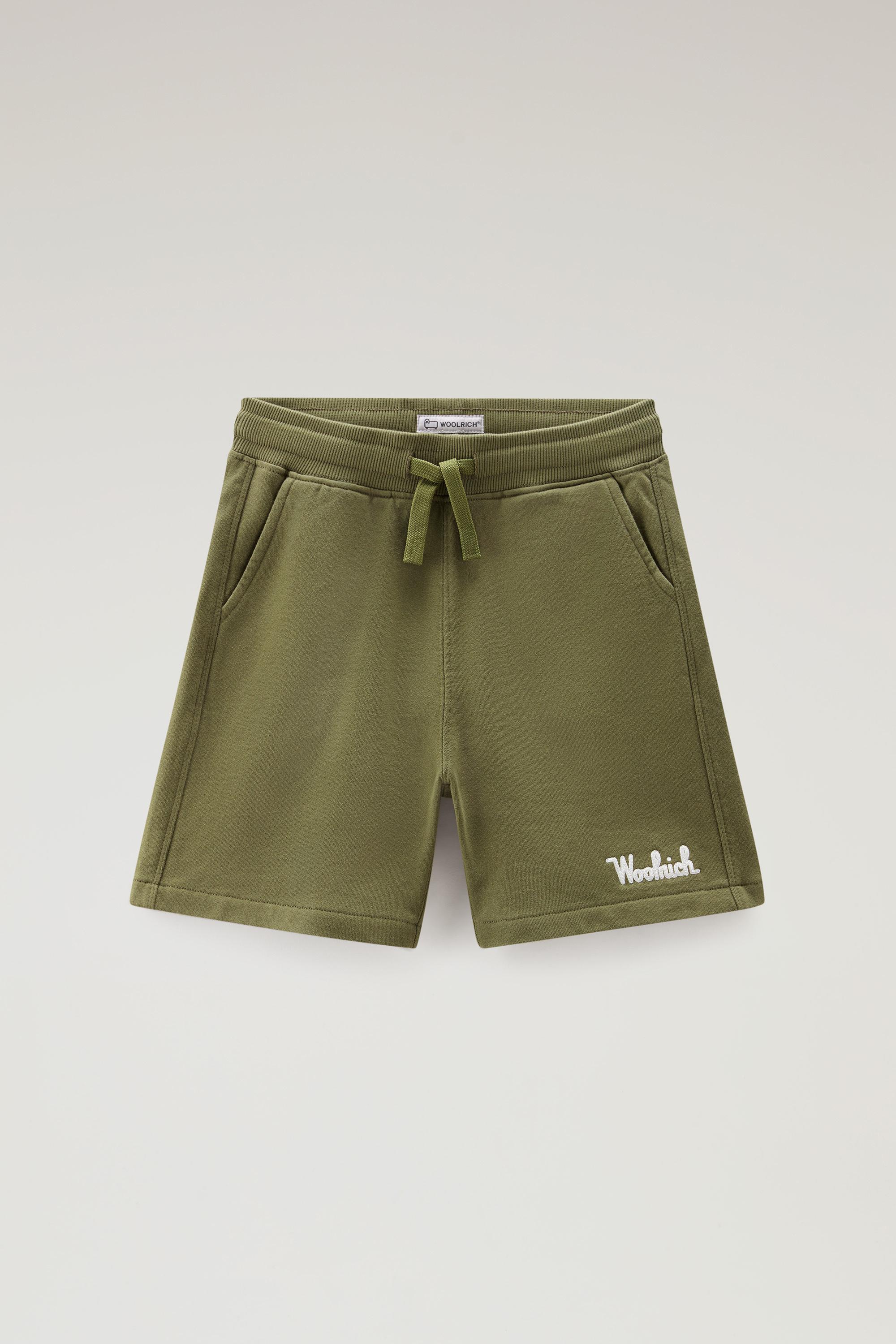 Boys' Pure Cotton Fleece Shorts with Drawstring Green photo 1 | Woolrich