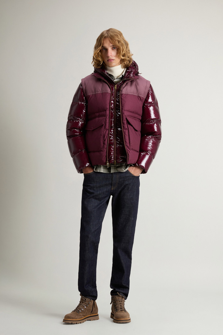 Hybrid Down Jacket with Removable Sleeves and Hood Burgundy photo 2 | Woolrich
