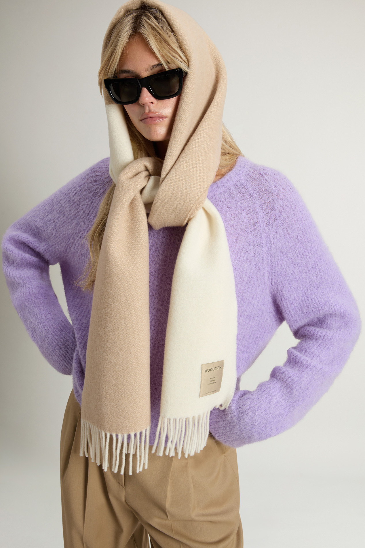 Garment-Dyed Crewneck Sweater in Alpaca and Wool Blend Purple photo 4 | Woolrich