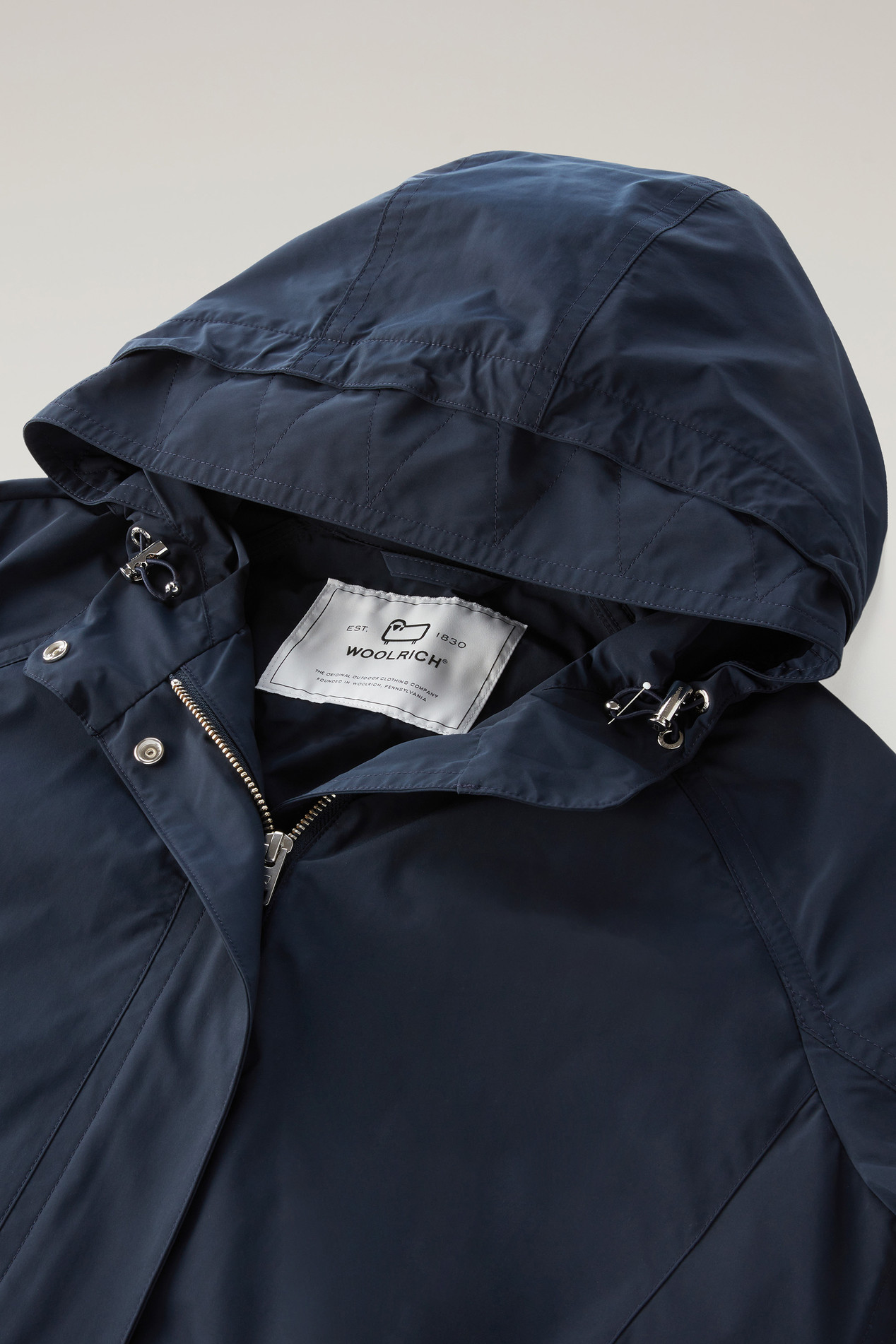 Long Summer Parka in Urban Touch Fabric with Hood Blue photo 2 | Woolrich