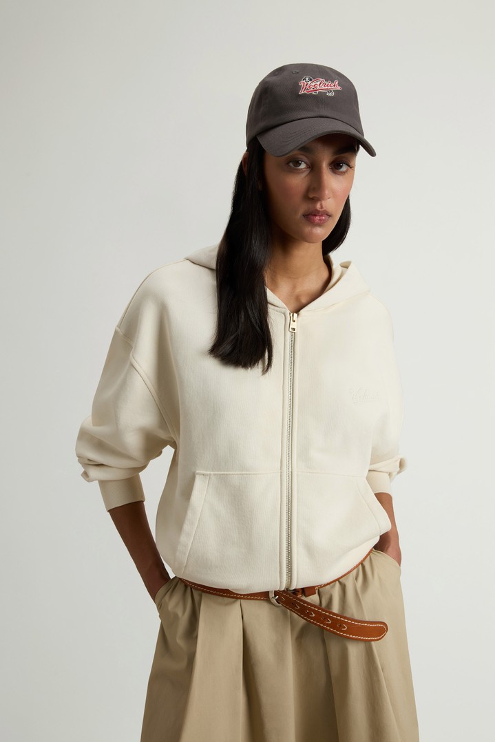 Full-Zipper Hoodie in Pure Cotton White photo 4 | Woolrich