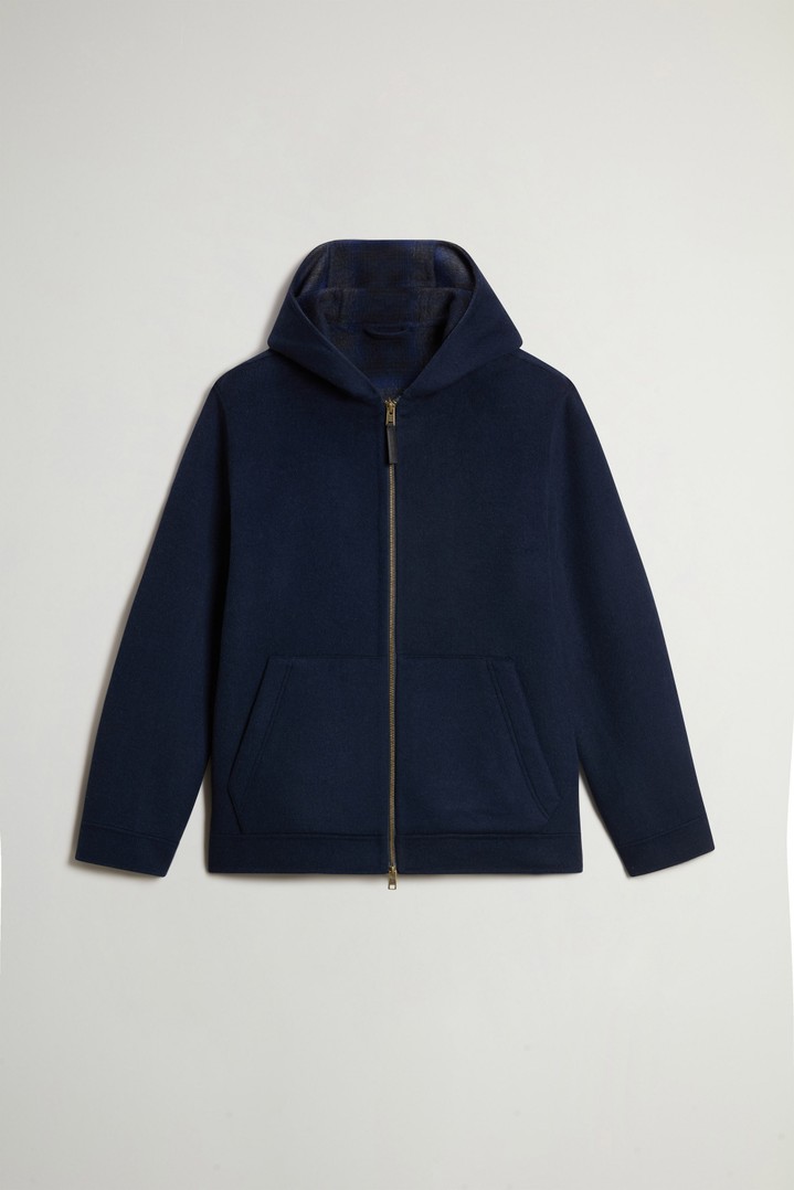 Wool-Blend Jacket with Hood and Zipper Blue photo 5 | Woolrich