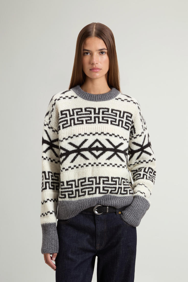 Trui met ronde hals en Fair Isle-patroon van mohairmix Wit photo 1 | Woolrich