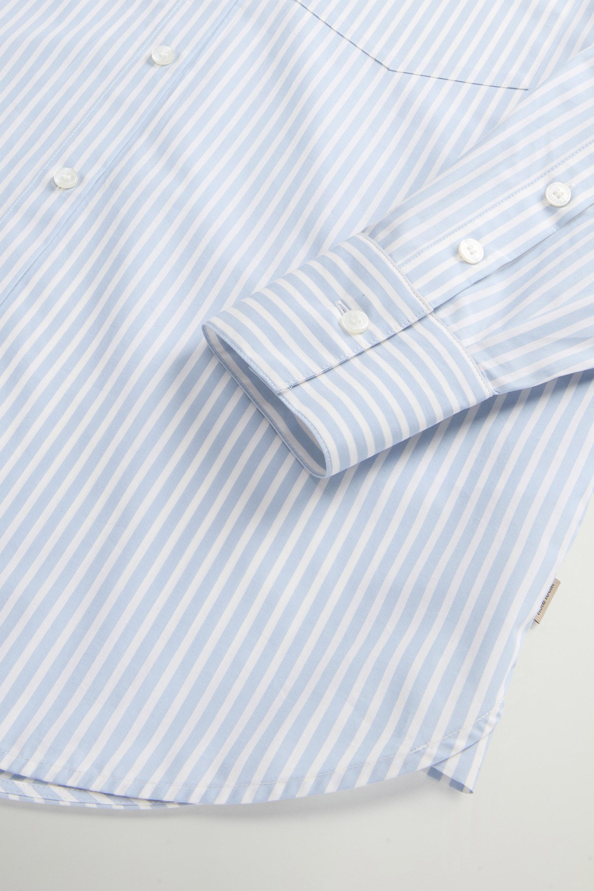 STRIPED COTTON POPLIN BOYFRIEND SHIRT Blue photo 7 | Woolrich