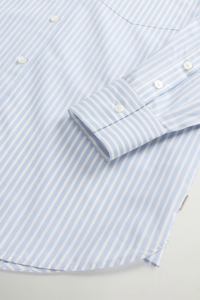 STRIPED COTTON POPLIN BOYFRIEND SHIRT Blue photo 7 | Woolrich