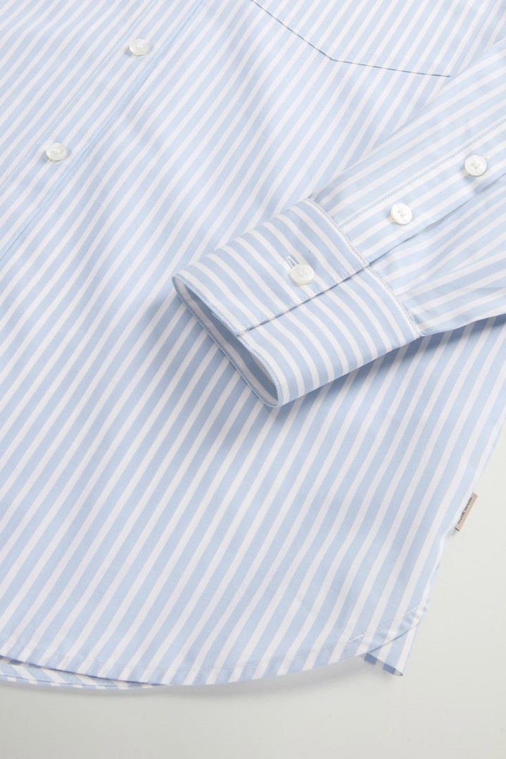 STRIPED COTTON POPLIN BOYFRIEND SHIRT Blue photo 7 | Woolrich