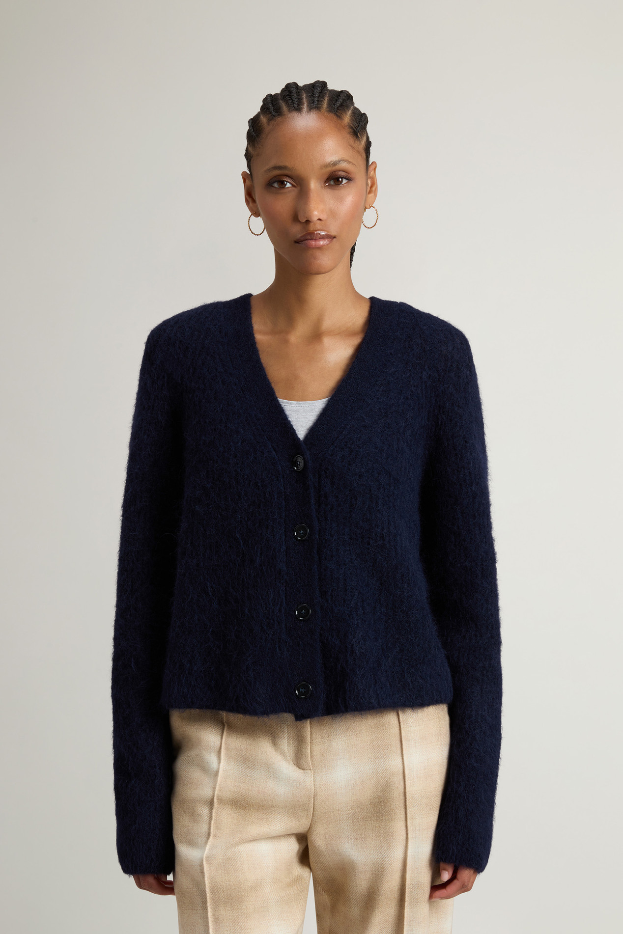 Garment-Dyed Cardigan in Alpaca and Wool Blend Blue photo 1 | Woolrich