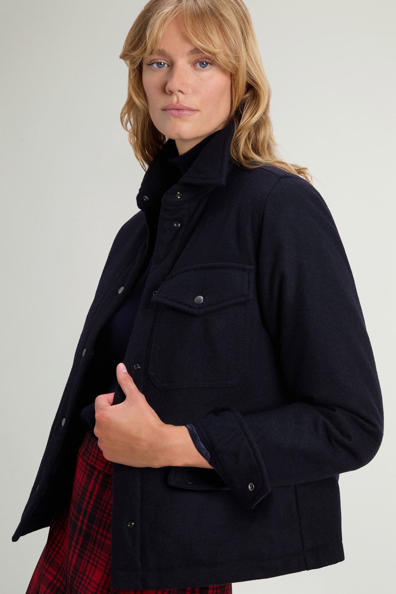 Padded Alaskan Overshirt in Recycled Italian Wool Blend Blue photo 4 | Woolrich