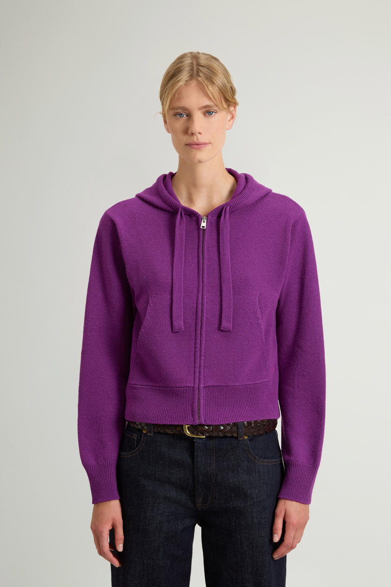 Trui met volledige rits met capuchon van wol- en kasjmiermix Paars photo 1 | Woolrich