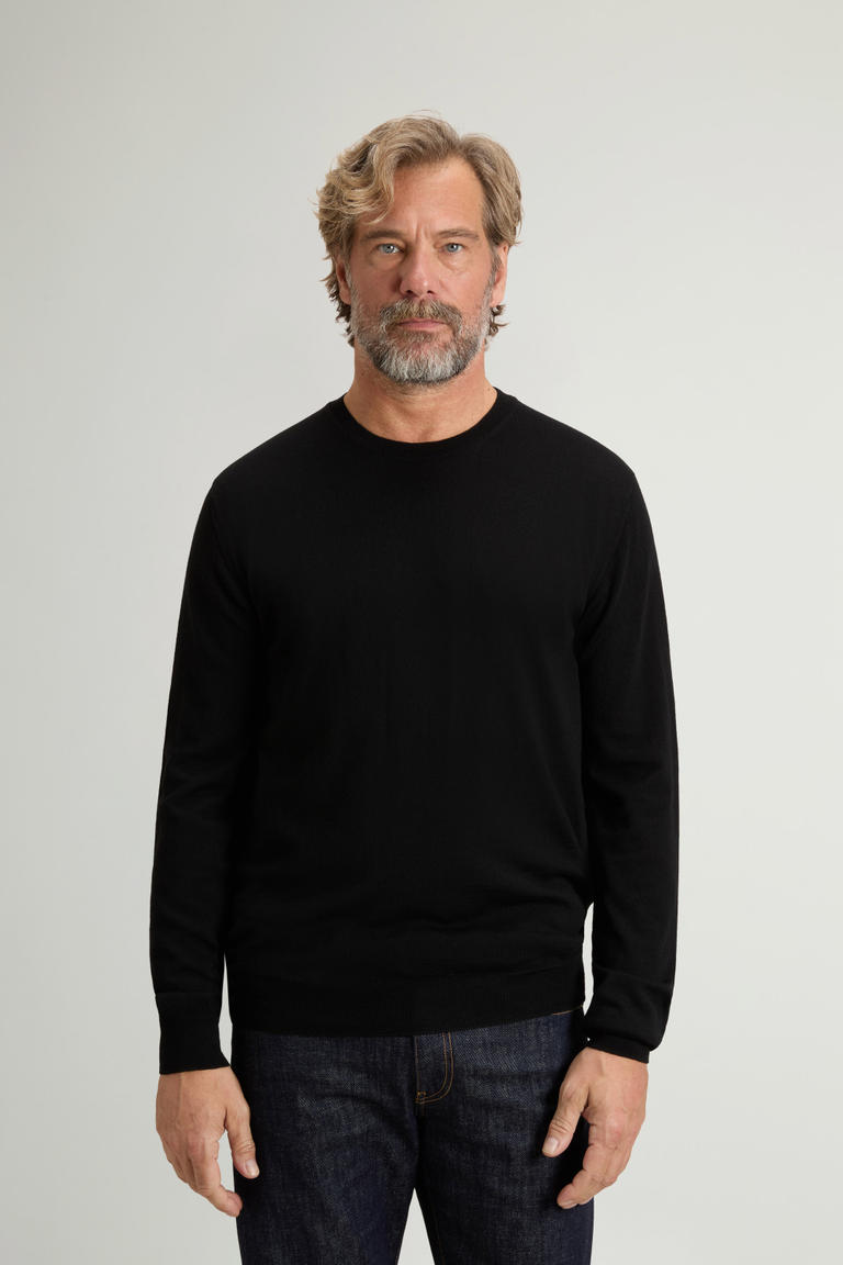 Pullover mit Rundhalsausschnitt aus reiner Merino-Schurwolle Schwarz photo 1 | Woolrich