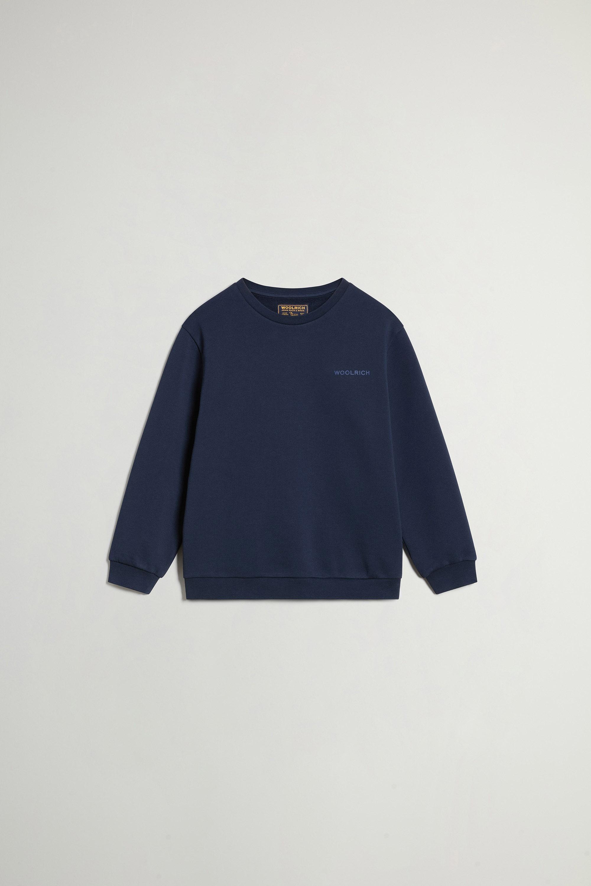 Boys' Crewneck Sweatshirt in Pure Cotton with Logo Blue photo 1 | Woolrich