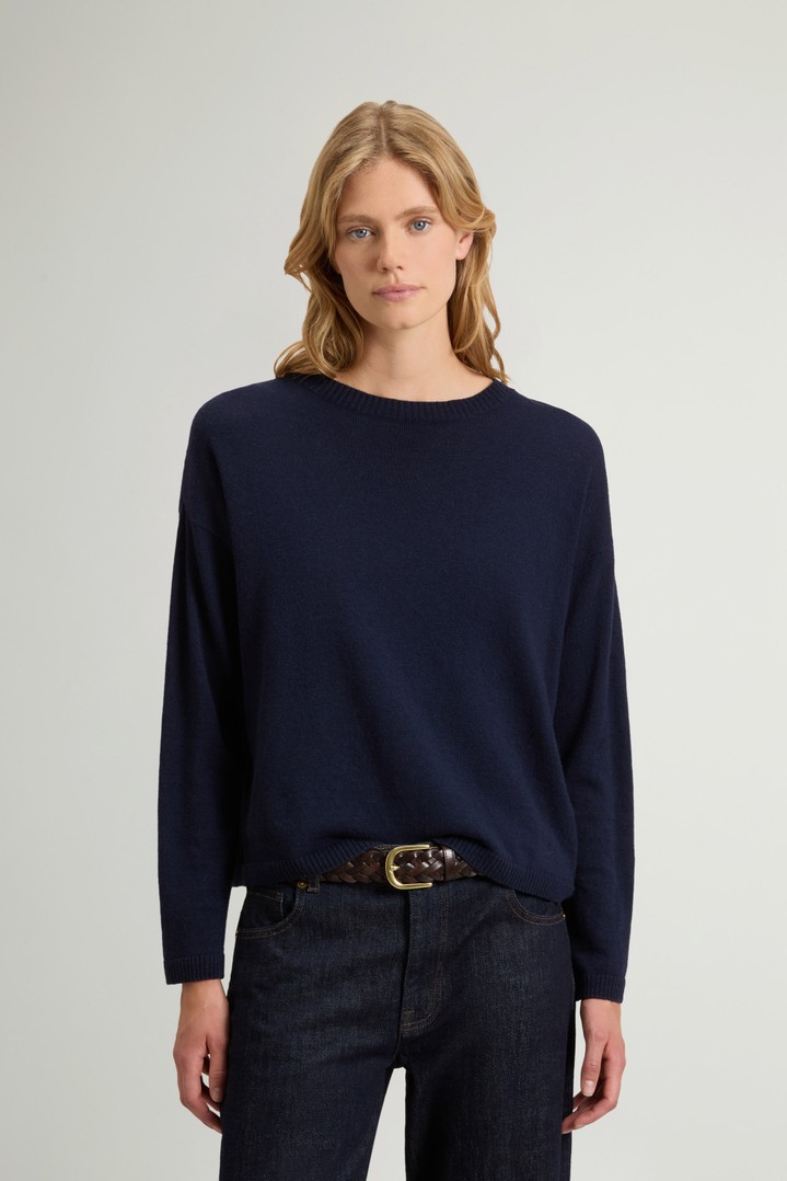 Crewneck Sweater in Wool and Cashmere Blend Blue photo 1 | Woolrich