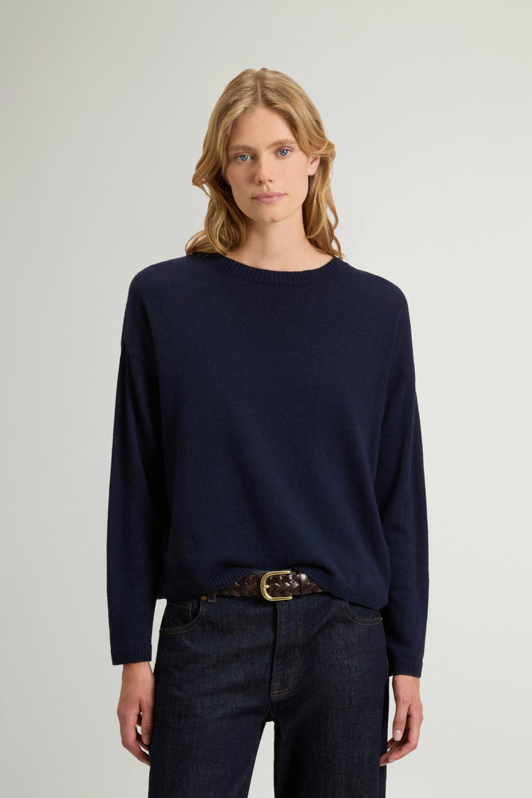 Trui met ronde hals van wol- en kasjmiermix Blauw photo 1 | Woolrich