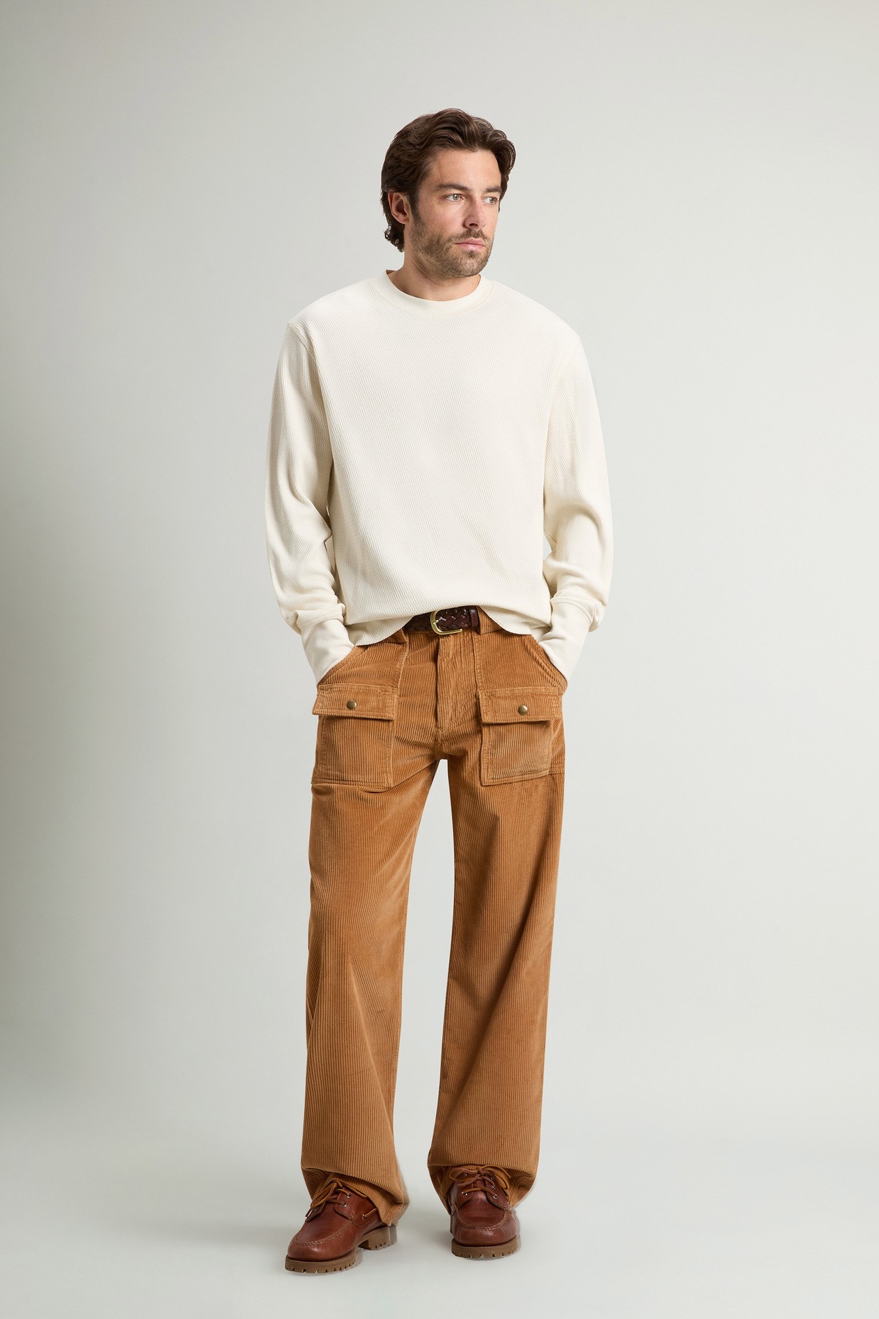 Long-Sleeved Pure Cotton Jacquard Sweater White photo 3 | Woolrich