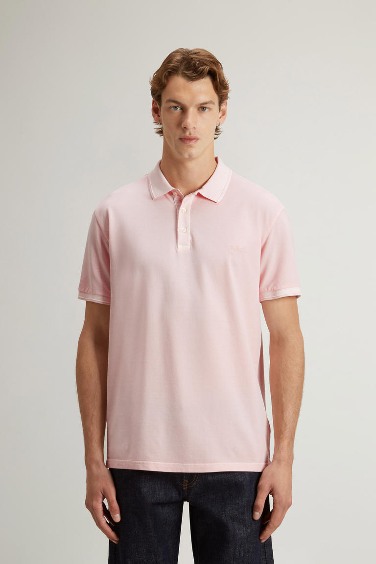 Garment-Dyed Mackinack Polo Shirt in Stretch Cotton Pique Pink photo 1 | Woolrich