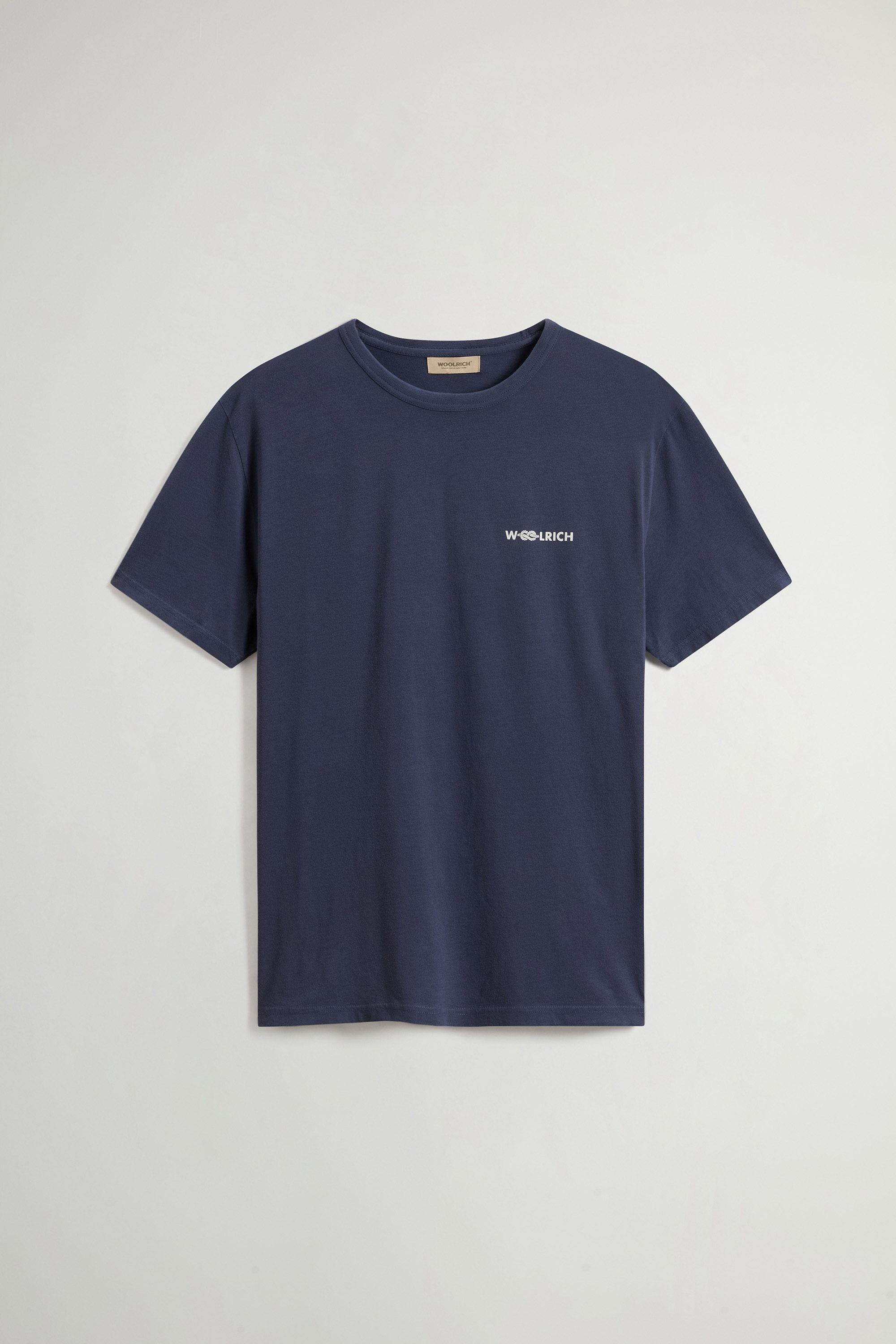 Garment-Dyed T-shirt in Pure Cotton Blue photo 1 | Woolrich