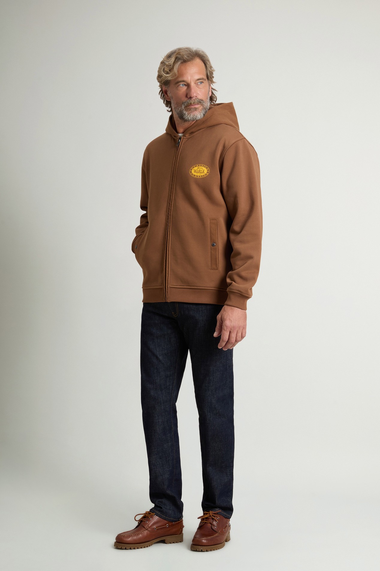 Full-Zipper Hoodie in Cotton Blend Brown photo 2 | Woolrich