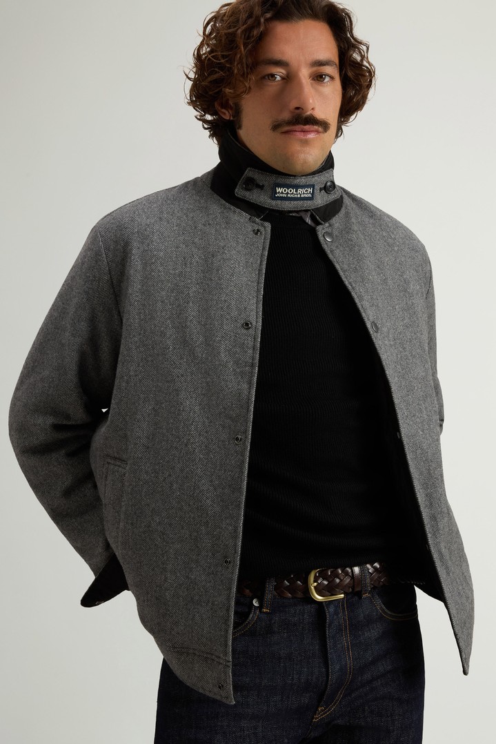 Checked Padded Overshirt in Recycled Italian Wool Blend Gray photo 4 | Woolrich