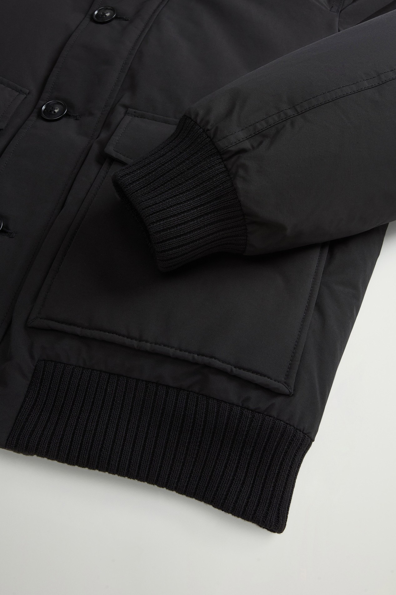 Padded Polar bomber jacket in Ramar Cloth with hood Black photo 3 | Woolrich