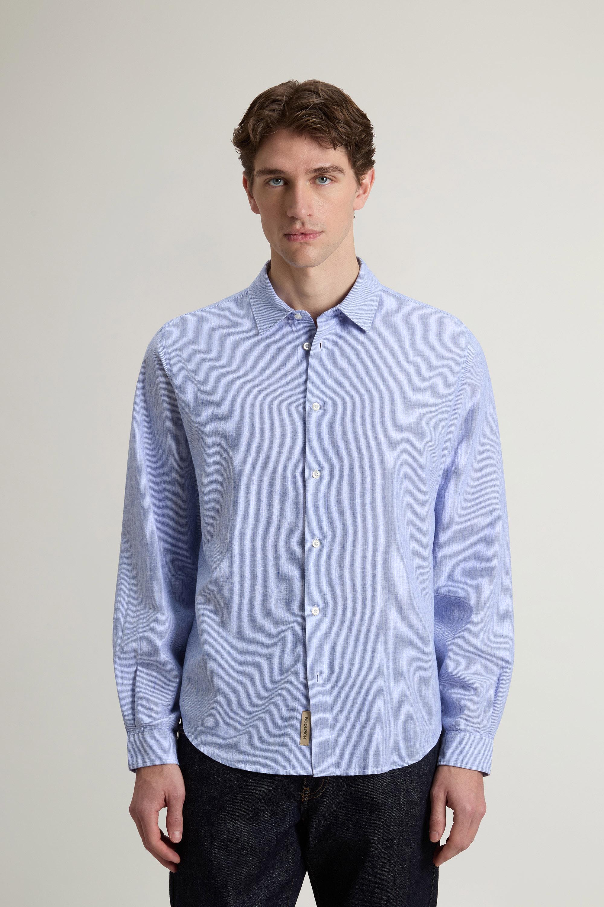 Shirt in Cotton and Linen Blend Blue photo 1 | Woolrich