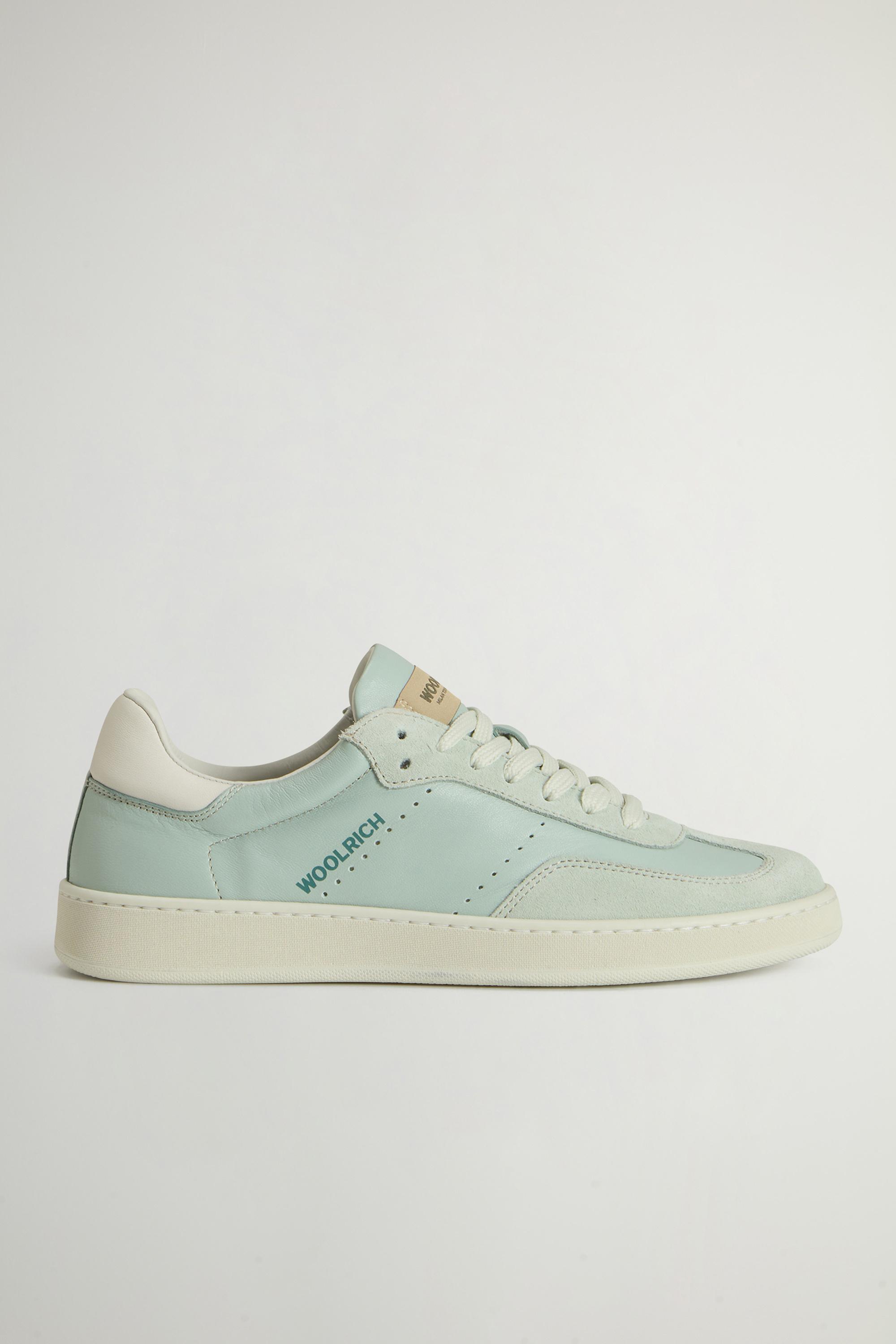 Swing Court Calfskin Leather Sneakers with Suede Details Green photo 1 | Woolrich