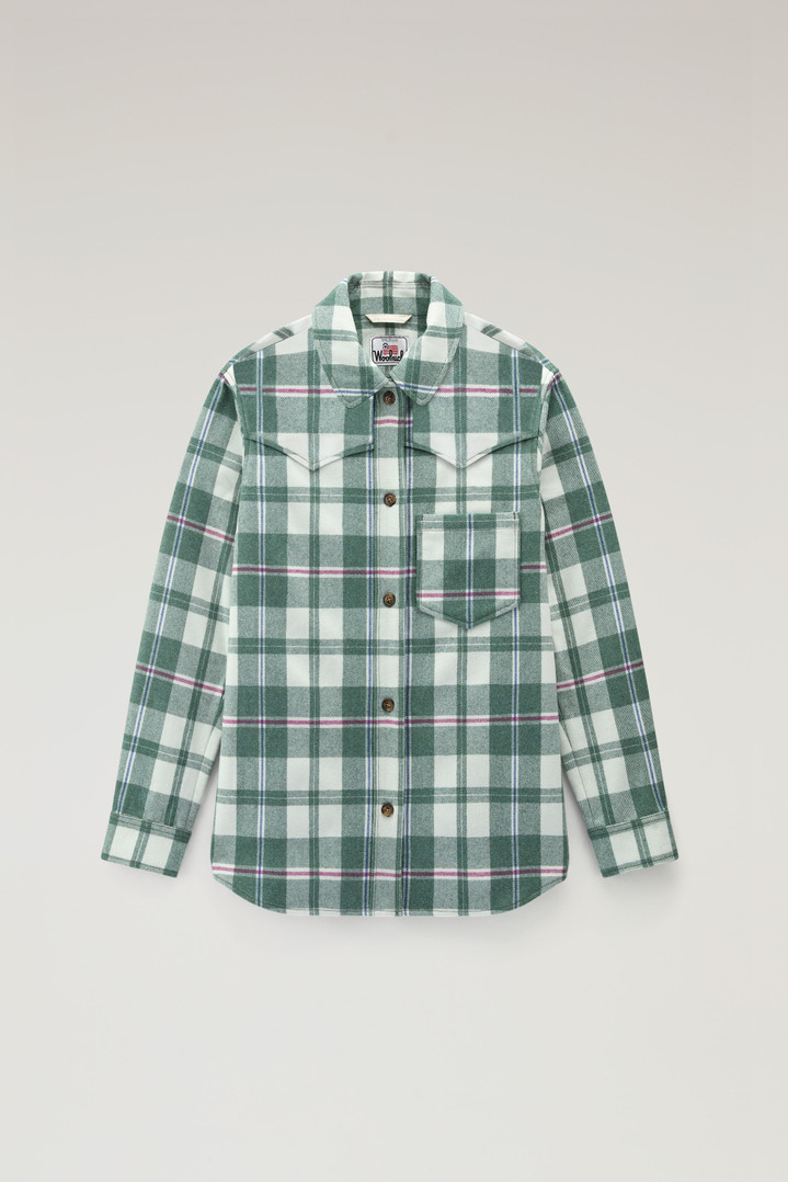 Western Check Overshirt in Wool Blend Flannel Green photo 1 | Woolrich