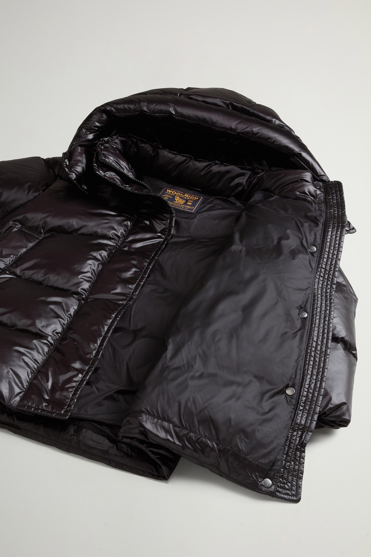 Girls' Aliquippa Jacket in Quilted Glossy Nylon with Removable Hood Black photo 5 | Woolrich