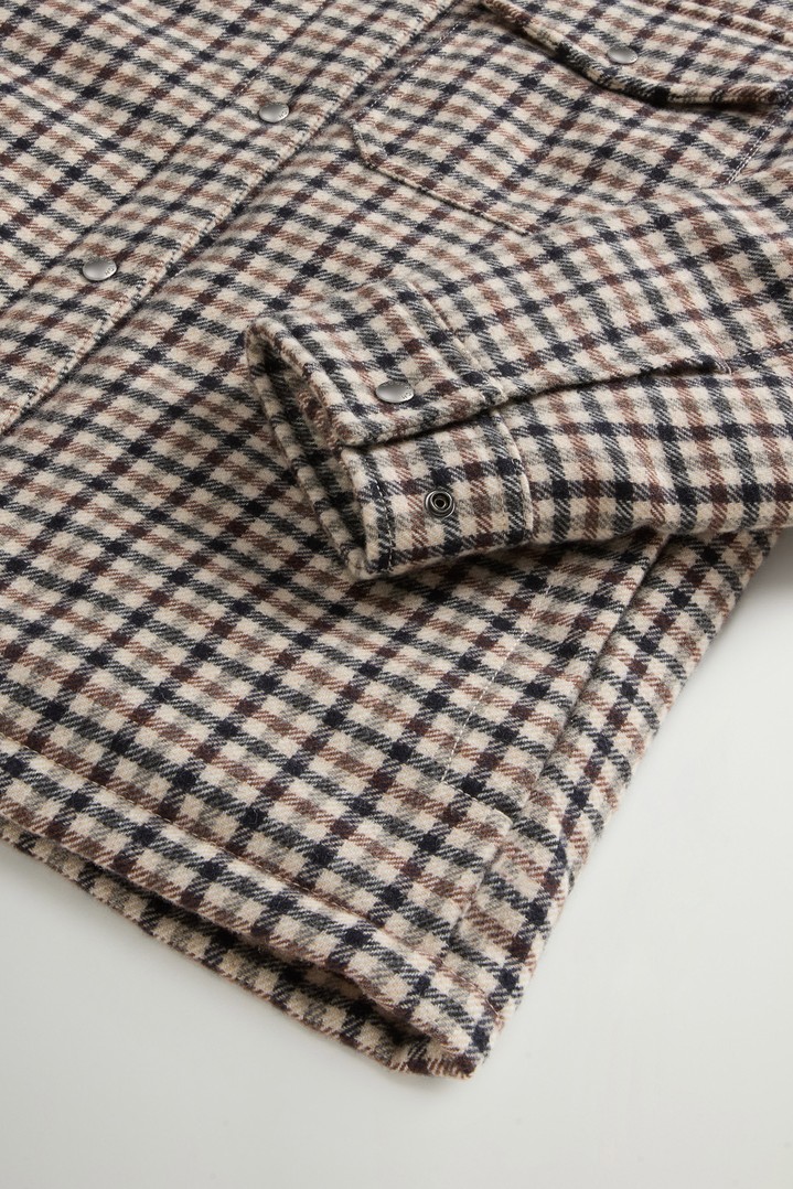 Alaskan Checked Overshirt in Padded Wool Blend Beige photo 7 | Woolrich