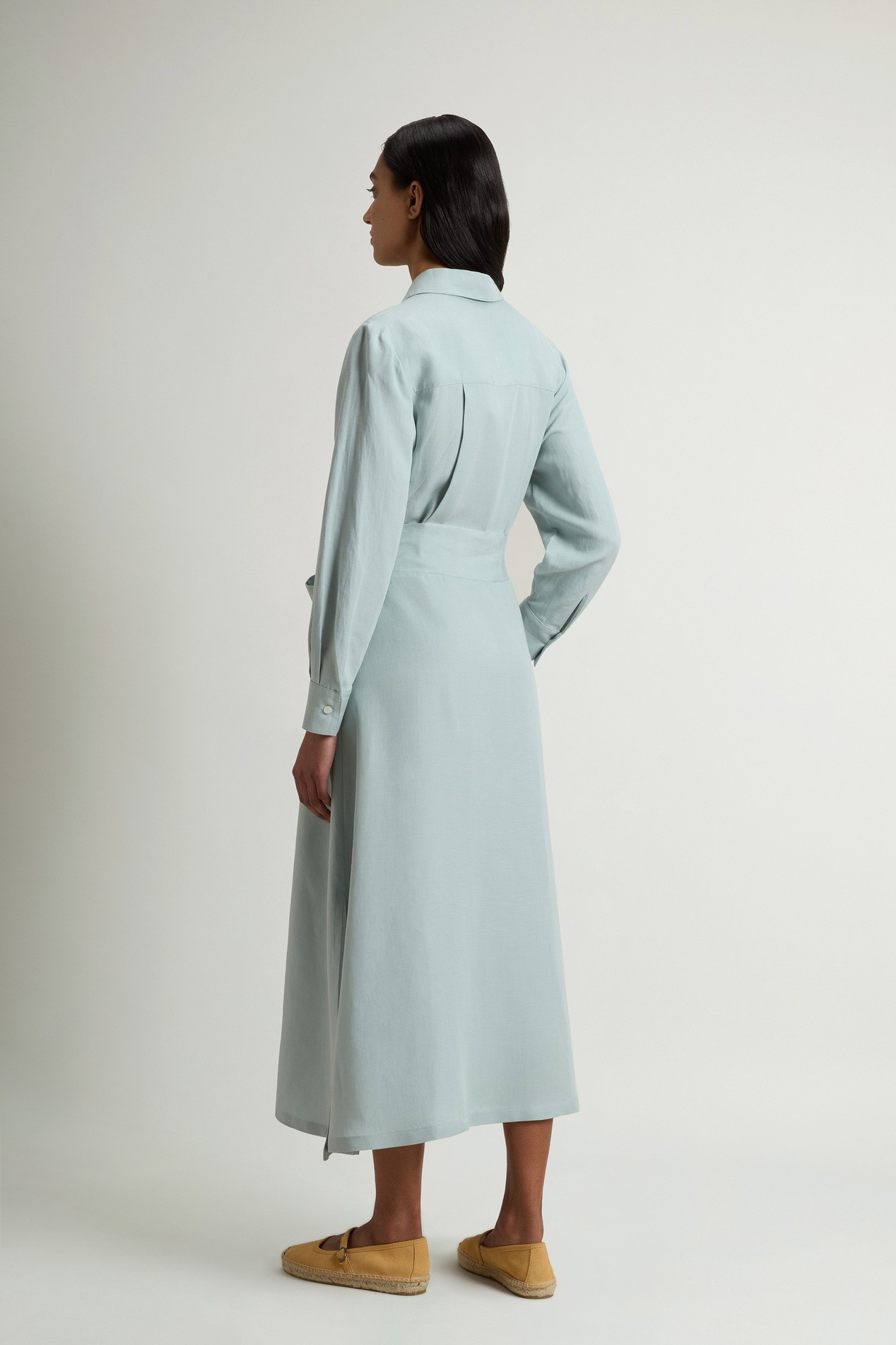 Shirt Dress in Linen Blend with Belt Blue photo 3 | Woolrich