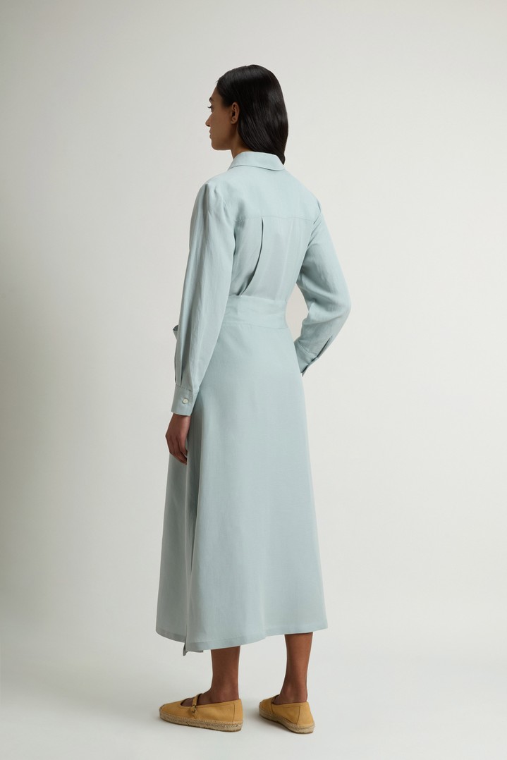 Shirt Dress in Linen Blend with Belt Blue photo 3 | Woolrich