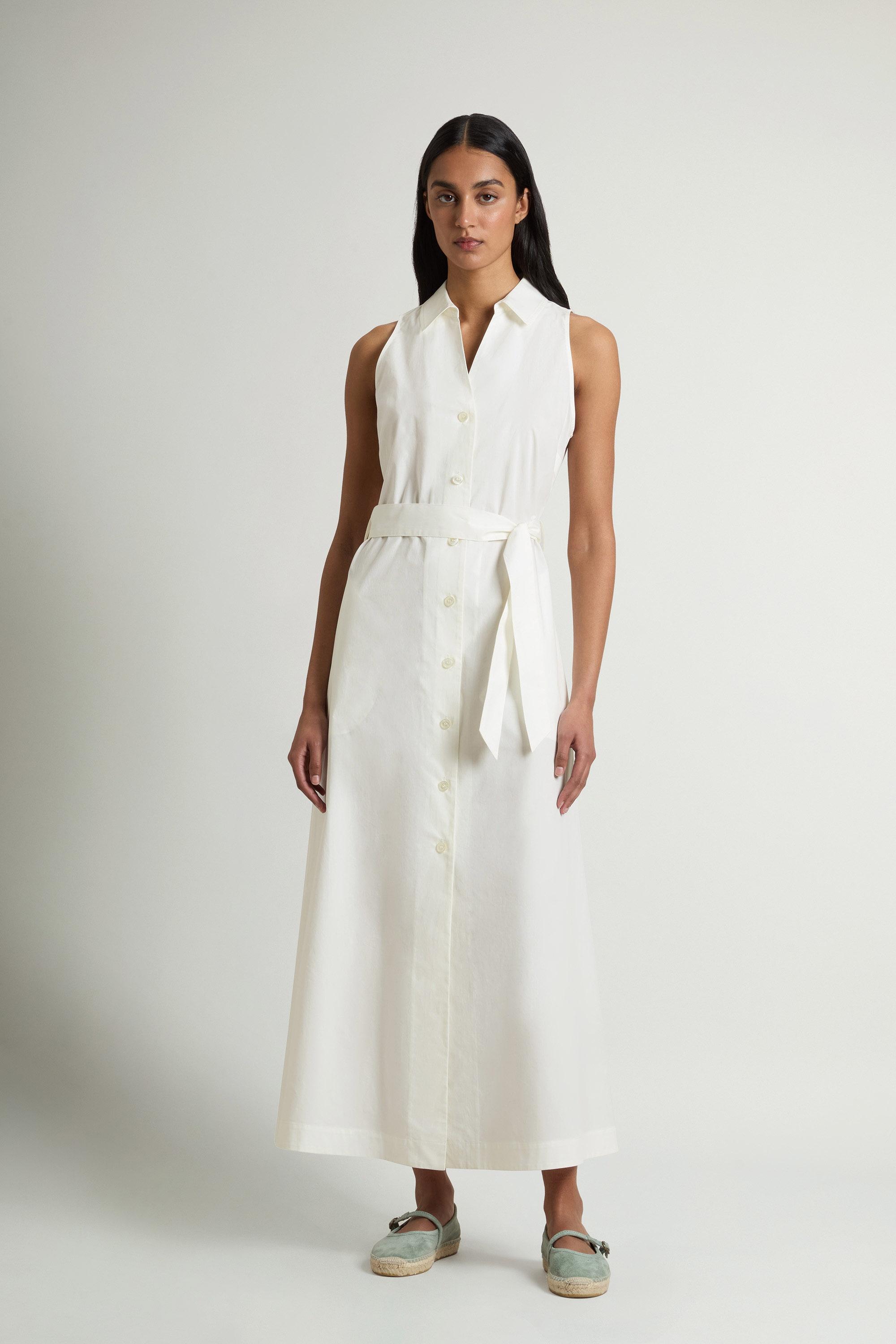 Robe chemise ceinturée en popeline de pur coton Blanc photo 1 | Woolrich