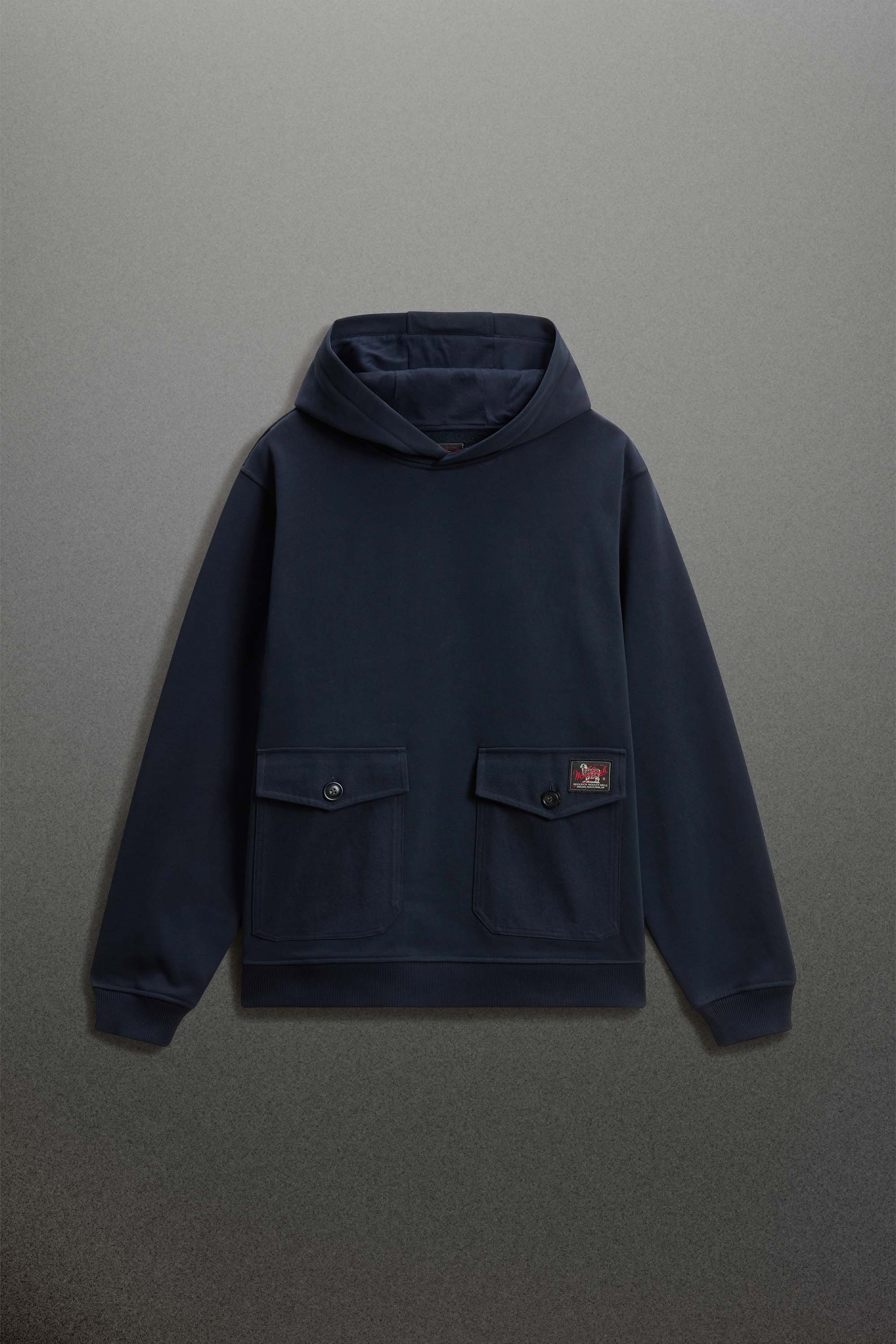 Kapuzenpullover aus einer Baumwollmischung mit Tasche Blau photo 1 | Woolrich
