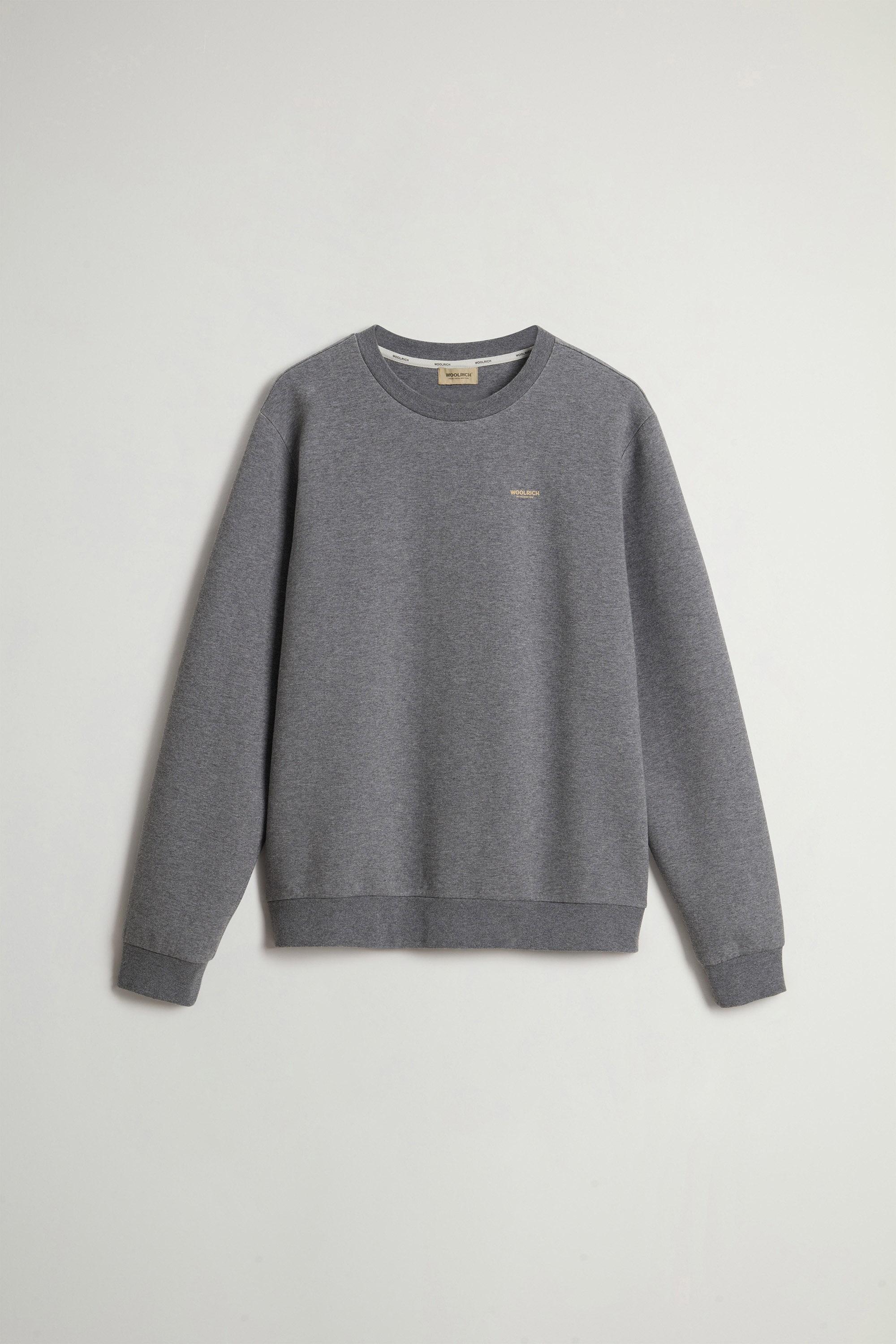 Crewneck Sweatshirt in Cotton-Blend Interlock with Logo Gray photo 5 | Woolrich