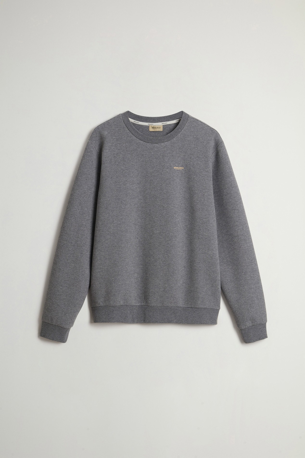 Crewneck Sweatshirt in Cotton-Blend Interlock with Logo Gray photo 5 | Woolrich