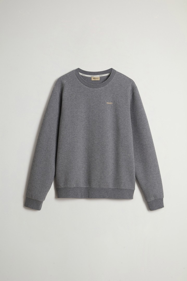 Crewneck Sweatshirt in Cotton-Blend Interlock with Logo Gray photo 5 | Woolrich