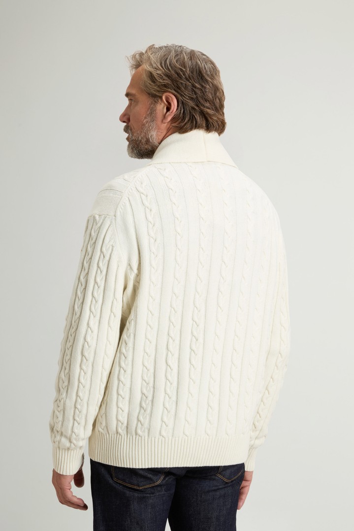 Cardigan in misto lana e cotone a trecce Bianco photo 3 | Woolrich