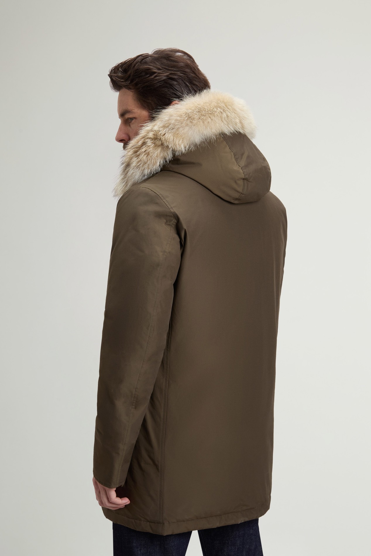 Arctic Parka in Ramar Cloth with Detachable Fur Trim Green photo 3 | Woolrich
