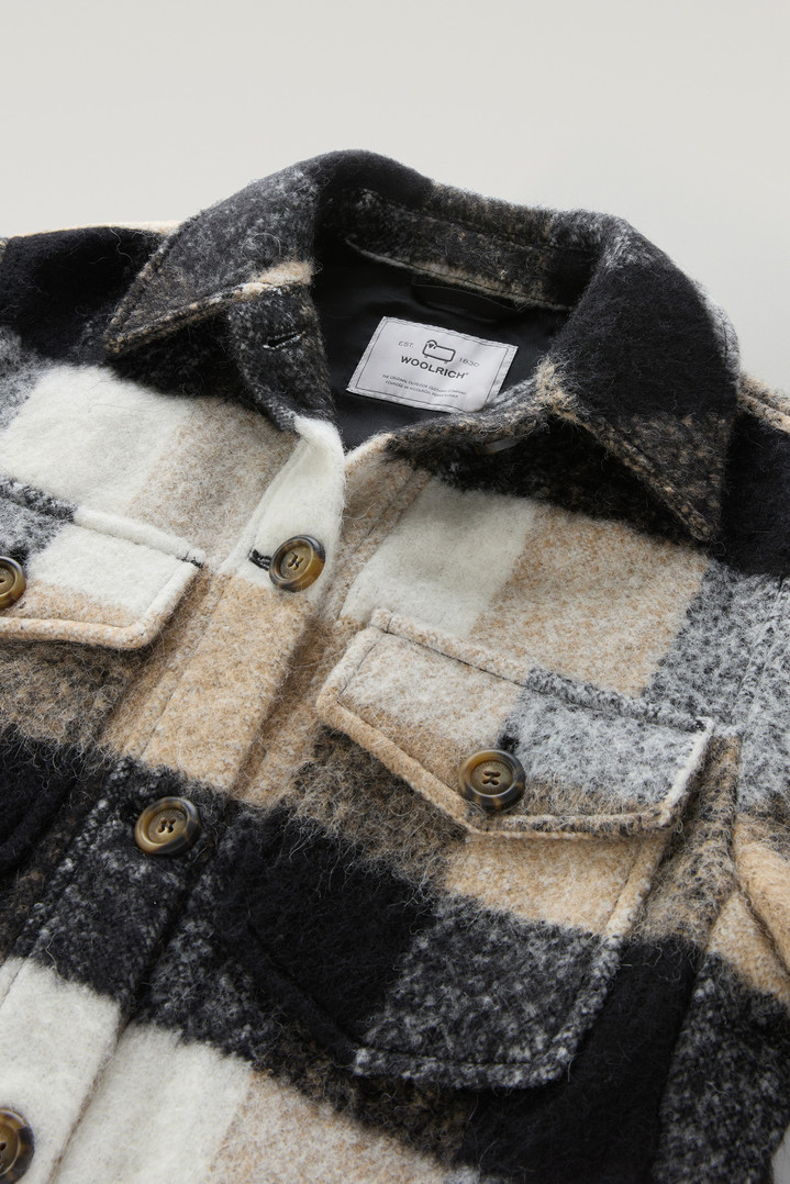 Check Overshirt wth Fringed Trim in Alpaca and Wool Blend Multicolor photo 2 | Woolrich