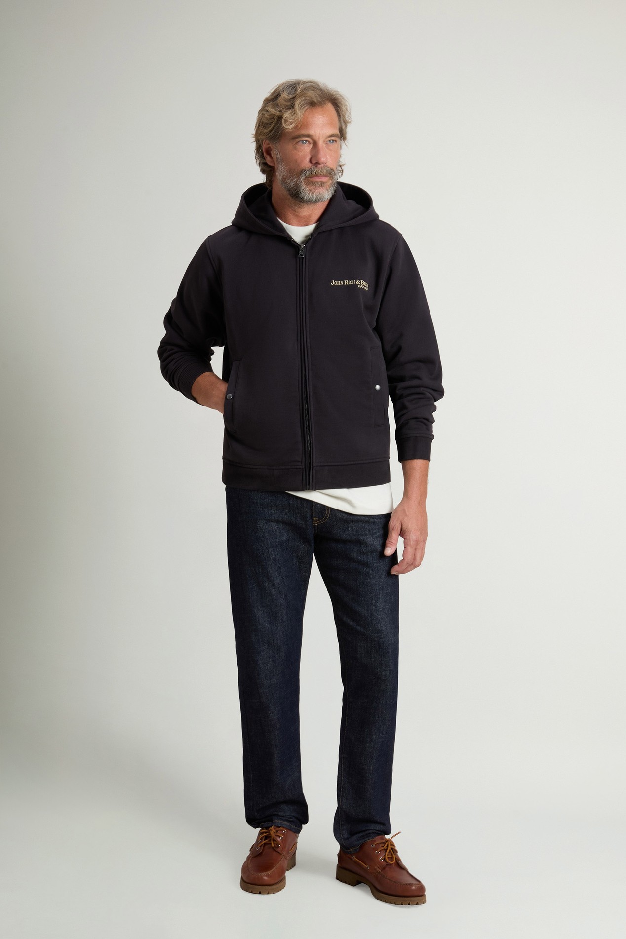 Full-Zipper Hoodie in Cotton Blend Black photo 2 | Woolrich